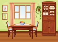 Dining Room Interior With Table And Cupboard Vector  Illustration向量圖形及更多飯廳圖片- iStock